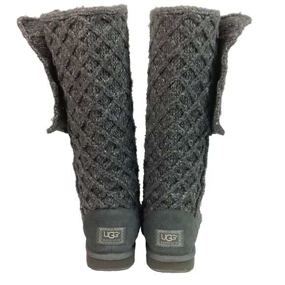 UGG Lattice Cardy - Women's Sz 7 - Gray Knit - Knee-High Boots - 3066 - Picture 3 of 10